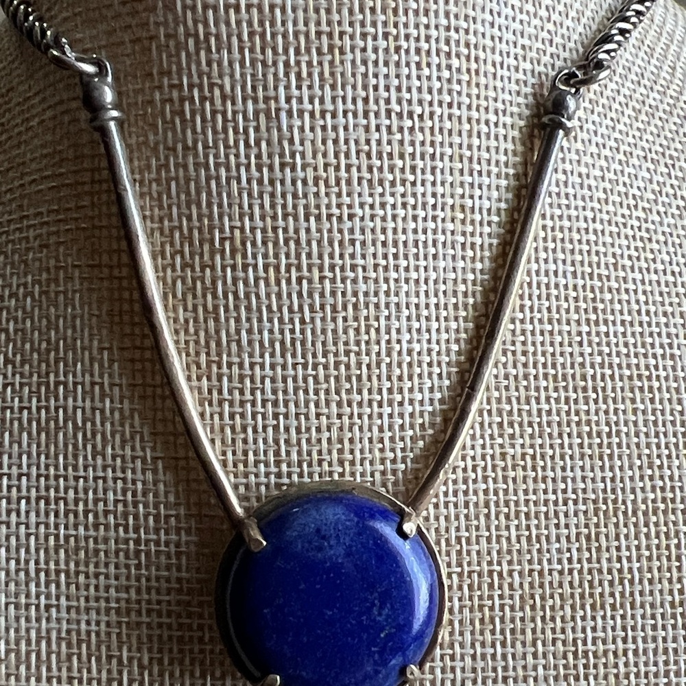 Elegant Brass Necklace with blue stone